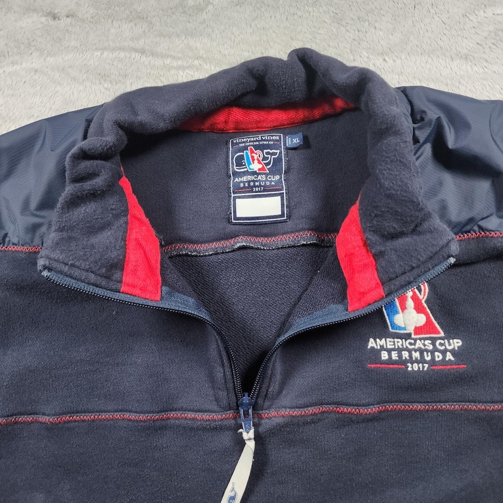 Vineyard Vines Jacket Mens XL Navy 1/4 Zip Fleece America's Cup Bermuda 2017 - Picture 8 of 13